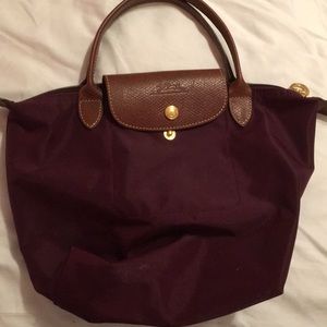Small Burgundy Longchamp LePilage Tote